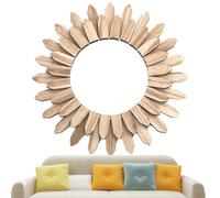 Genérico Wooden Wall Mirror - Decorative Mirror | Rustic Sunflower Mirrors | Boho Mirrors Wall Decor Home Decor | Hanging with Wooden Frame from Gr Walls