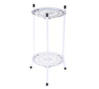 Generico Wrought Iron Plant Stand, Tall Metal Plant Stand, 19x9 IN Wood Plant Stand with 2 Levels, Multi-Tier Metal Plant Stand with Plant Stand