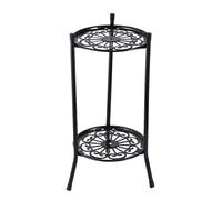 Generico Wrought Iron Plant Stand, Tall Metal Plant Stand, 19x9 IN Wood Plant Stand with 2 Levels, Multi-Tier Metal Plant Stand with Plant Stand