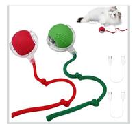Generico x 2 Pieces Red and Green Ball Intelligent Toy for Dogs and Cats, Automatic and Interactive 360° Great Success with Rope Interactive Toys Rotating Ball + USB Charger