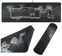 Genérico XXL Keyboard and Mouse Mat, Grey, Rubber and Nylon, 88 x 30 cm, Non-Slip, Waterproof, World Map Design