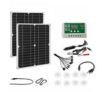 GenericSolar Panels 2×15W 12V/24V Monocrystalline Flexible Solar Panel Kit Solar Battery Charger Photovoltaic Portable Solar Panel for RV Boat Cabin Tent Car Trailer Power Bank,with 10A Cont