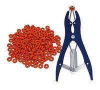 Generies Animal Elastrator Castration Pliers with 100 Rubber Rings Metal Collet