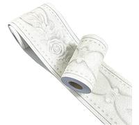 generies brand MESOAR Elegant 3D White Floral Wallpaper Border Wall Peel Stick Molding Border Home Ceiling Sticker for Bathroom Living Room Kitchen Wall 10cm by 16.4ft