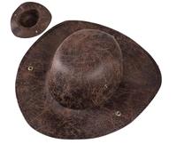 Générique 1 Pcs Brown Faux Leather Tricorn Pirate Hat Medieval Colonial Pirate Costume Cosplay Carnival Halloween Costume Pirate Costume Adult Party Theatre (1pcs)