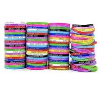 Générique 10 Colourful Silicone Bracelets with the Message Jesus Loves You