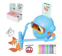 Générique 110x125mm Intelligent Painting Robot Art Craft Toy Drawing Robot, 100 Interactive Cards Intelligent Learning Toy, ABS Electronic Robots for | Toys