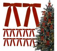 Générique 12 x Red Ribbon for Christmas Tree, Christmas Tree Decoration for Wreath Garland Indoor Outdoor Door Window Stairs Fireplace