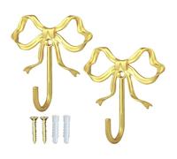 Générique 2 x Decorative Mounted Bow Wall Hooks | Bedroom Coat Hook for Students Bathroom Bedroom Kitchen Living Room Entryway