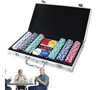 Générique 200 Pieces Poker Chips with Aluminum Carry Case | Complete Adult Poker Game with Case | Ideal for Holidays, Camping, Road Trip, Family and Beginners