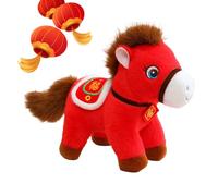 Générique 2026 Chinese Horse Mascot Plush Toy - Cute Soft Chinese Cartoon Animal Plush Toy for Home Sofa Shelves Dining Tables Schools Offices Cafes Showcase Cases