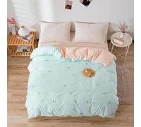 Générique 3-Piece Polyester Bedding Set, Duvet Cover 220 x 240 cm with 2 Pillowcases 65 x 65 cm, Leaf Design, Mint Blue and Pink