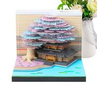 Générique 3D Calendar, Paper Carving Calendar, Art Notepad Design House Tree with Lights and Detachable Pages for Classroom Vacation Transport Sports Teacher Home