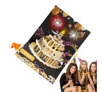 Générique 3D Musical Birthday Card - Happy Birthday Card with Blowing LED Candle, Luminous Greeting Card with Happy Birthday Song, Design Card with Personalised Message | A Gift
