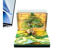 Générique 3D Sticky Notes Pad, Art Cutting Paper Tear Off Memo Pad 3D Memo Pad | Carving Notepad Detachable Leaf Clock for Planner Tracking Habits