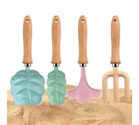 Générique 4 Piece Leaf Shaped Garden Tools with Wooden Handle | Shovel and Rake Gardening Set for Boys and Girls Beach Sandbox Garden Lawn!