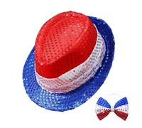 Générique 4th of July Costume Hat, Red White Blue Sequin Patriotic Accessory, Sparkling Independence Day Party Cap, Eye-Catching Photography Prop for Gatherings, Stage, Parade, Dancing, Events