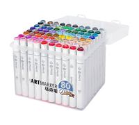 Générique 80 Coloured Felt Tip Pens for Artists - Double Tip Art Supplies Without for Home, School, Kindergarten, Nursery, Teachers, Classes