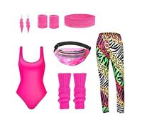 Générique Accessories Set for Women 80s Workout Tights 80s Workout Tops Leggings Party Costumes for Women | Dance Party Leggings Leg