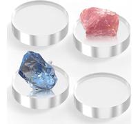Générique Acrylic Display Stand - Transparent Decorative Base for Exhibition | 4 Piece Set with Polished Design, Base for Earrings Collections Miniature Objects, 7.5 x 7.5 x 2.5 cm