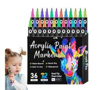 Générique Acrylic Paint Markers - Double Tip Rock Painting Pens, Fade Resistant Permanent Ink, Durable Craft Set, Smooth Drawing Tools | Art Supplies For Paper Glass Wood Canvas Ceramic Artists