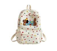 Générique Adjustable Primary School Bag - Children's Backpack with Side Pockets, Main Compartment and Bottle Holder - School Bag for Girls and Boys, College, University, off-white, L