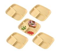 Générique Adult Divided Plates, 3 Section Serving Tray | 5 Pieces Section Plates | For Adults Kitchen Home Fruit Vegetables Salad Rice Cheese Cake