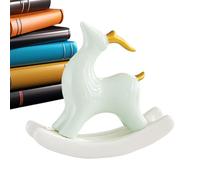 Générique Animal Deer Statue | Ceramic Rocking Deer Figurine Interior Decoration | Artistic Ornament Souvenir Exhibition | Collectors Gift Teenagers Adults Friends Family Home