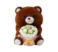 Générique Animal Plush - Holding a Bouquet - Valentine's Day Plush Toys | for Women Girls Mother Christmas Birthday Wedding Valentine's Day