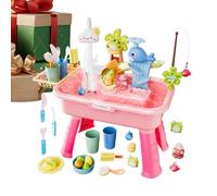 Générique Aquatic Activity Table | Educational Sensory Game - 4-in-1 Game Table with Pump and Running Water | for 4-8 Years Old Birthday Gift Summer Outdoor