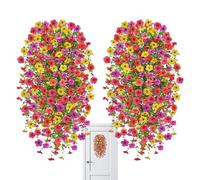 Générique Artificial Hanging Flowers for Outdoors | 2 Pieces Int/Ext. UV Resistant Colorful Fade Resistant | Spring Summer Fake Flowers Decoration for Wall, Fence, Wedding,