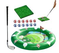 Générique Aufblasbares Pool-Golf-Spiel Set | Schwimmendes Chipping Green 120x120 cm | Wassergolf für den Garten & Pool INKL. Bällen & Schläger | Sommer-Wasserspielzeug für Kinder & Erwachsene, Blau.
