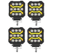 Générique Auxiliare 4 x Square LED Work Lights 12 V 24 V 17 W 1700 Lm Long Range Spotlight + Orange DRL Position Light for Car, Truck, Heavy Duty ATV 4x4