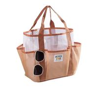 Générique Beach Bag - Trendy Handbag with Multi-Pockets | Mesh Pool Tote | For Families Holidays Summer Picnic Gym School Shopping, brown, Se référer au descriptif
