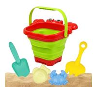Générique Beach | Building Tool Kit with Foldable Bucket - 5 Pieces Castle Sand Animal Patterns | for Kindergarten Nativity Scene Birthday Travel Outdoor Camping Park