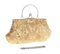 Générique Beaded Evening Bag, Beaded Evening Bag Clutch Bags for Women with Chain Strap - Beaded Clutch Bag Luxury Design Large Capacity Date Wedding Party, Gold, Se référer à la description