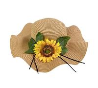 Générique Big Brim Sun Sunflower Fancy Dress Cap Versatile Sandal Hat Red And Black (Coffee, One Size)