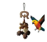 Générique Bird Bird - Wooden Hanging Bird with Pine Nut Accessories | Fun Chew for Parrot with Pet Cage Use Scene