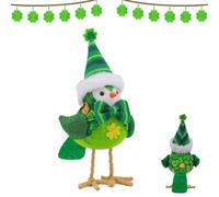 Générique Bird Decor - Polyester 7.87 x 5.90 x 3.15 Inches 41 g | St. Patrick's Day Decoration - Green Bird Figurine | Home Party Office Holidays Festivals Table Shelf