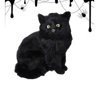 Générique Black Cat Statue | Black Cat Animal Plush for Halloween, Cute House Decoration for Parties, House Haunted Evening Seance Photo Indoor Outdoor Kitchen Fireplace Porch