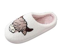 Générique Black Slippers For Women Fuzzy Couple Winter Cute Cartoon Cow Pattern Large Size Warm Padded Cotton Slippers Shoe Winter Ankle Boots, white, 10.5 UK