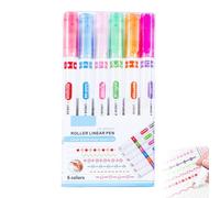 Générique Border Pens, Colorful Highlighter Pen | Flower Contour Pen With 6 Curve Shapes - Multifunctional Border Design Pens, Scrapbooking Supplies For