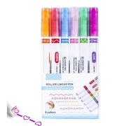 Générique Border Pens, Colorful Highlighter Pen | Flower Contour Pen With 6 Curve Shapes - Multifunctional Border Design Pens, Scrapbooking Supplies For