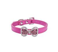Générique Bowknot Diamond Dog Cat Collar Leather Pet Collar Stylish and Popular