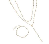 Générique Bracelet and Necklace Set | Gold Openwork Heart with Tassels Layered - Chest Chain Set with Necklace Bracelet - For Your Dating, Prom and Party