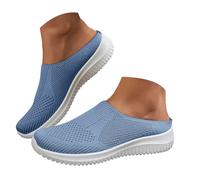 Générique Breathable Knitted Walking Shoes for Women, Lightweight Sneakers, Back Heel, Wide Fit, Non-slip Sole, Daily Comfort, the light blue, 9 UK