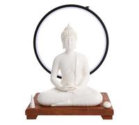 Générique Buddha Statue 30cm, Circular LED Table Lamp, Ceramic Statue Indoor with Backflow Incense Holder, 6 Adjustable Brightness Levels