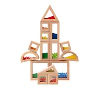 Générique Building Blocks - 15 Pieces Wooden STEM Learning Toys | Building Toys for Stacking Bricks for Education Fine Motor Skills 4-6 Years Boys Girls Birthday
