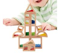 Générique Building Blocks, 15 Pieces Wooden STEM Learning Toys - Coloured Blocks Building Sets for Nursery Home Travel Game Christmas Birthday Boys Aged 4 to 6