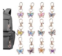 Générique Butterfly Keyring | 12 Pieces Gradient Resin Charm Rainbow for Backpack | Animal Keychain for Handbag for Girls Family Friends Parties Birthdays Weddings Offices